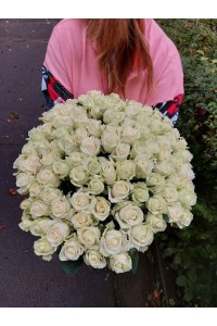 Букет из 101 белой розы (с лентой)