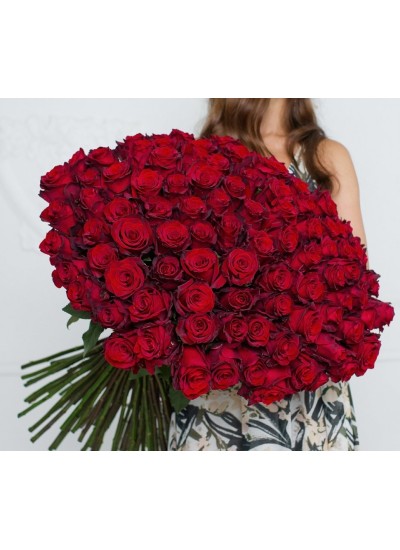 101 красная эквадорская роза 60 см