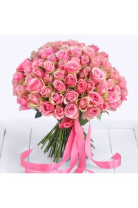 Букет из 101 бело-розовой розы Bellarose
