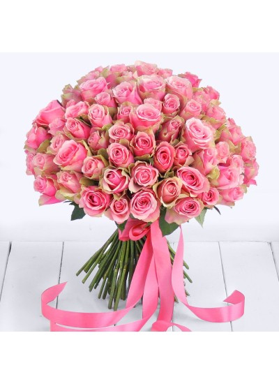 Букет из 101 бело-розовой розы Bellarose