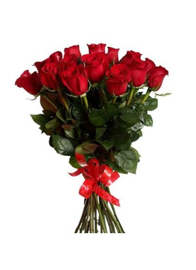 Букет из 15 красных роз (с лентой)