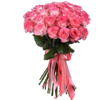 Букет из 35 розово-белых роз (с лентой)