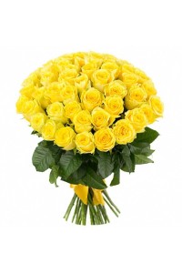 Букет из 51 желтой розы с лентой