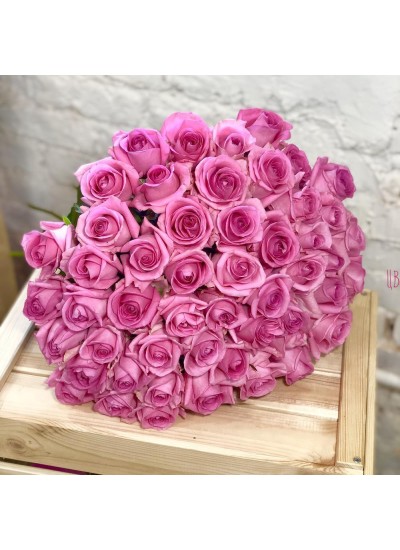 Букет из 51 розовой розы (с лентой)