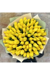 101 желтый тюльпан с оформлением
