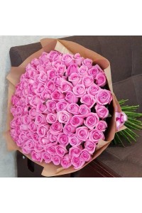 Букет из 101 розовых роз (с лентой)