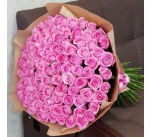 Букет из 101 розовых роз (С лентой)