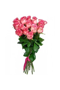 Букет из 15 розово-белых роз (с лентой)