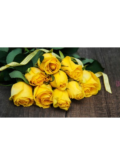 Букет из 15 желтых роз (с лентой)