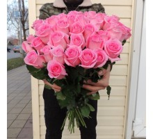 Букет из 25 розовых роз (с лентой)
