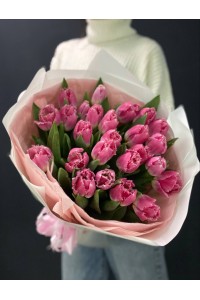 Букет розовых пионовидных тюльпанов (25 шт.)