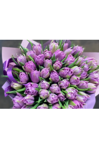 Букет пионовидных фиолетовых тюльпанов (41 шт.)